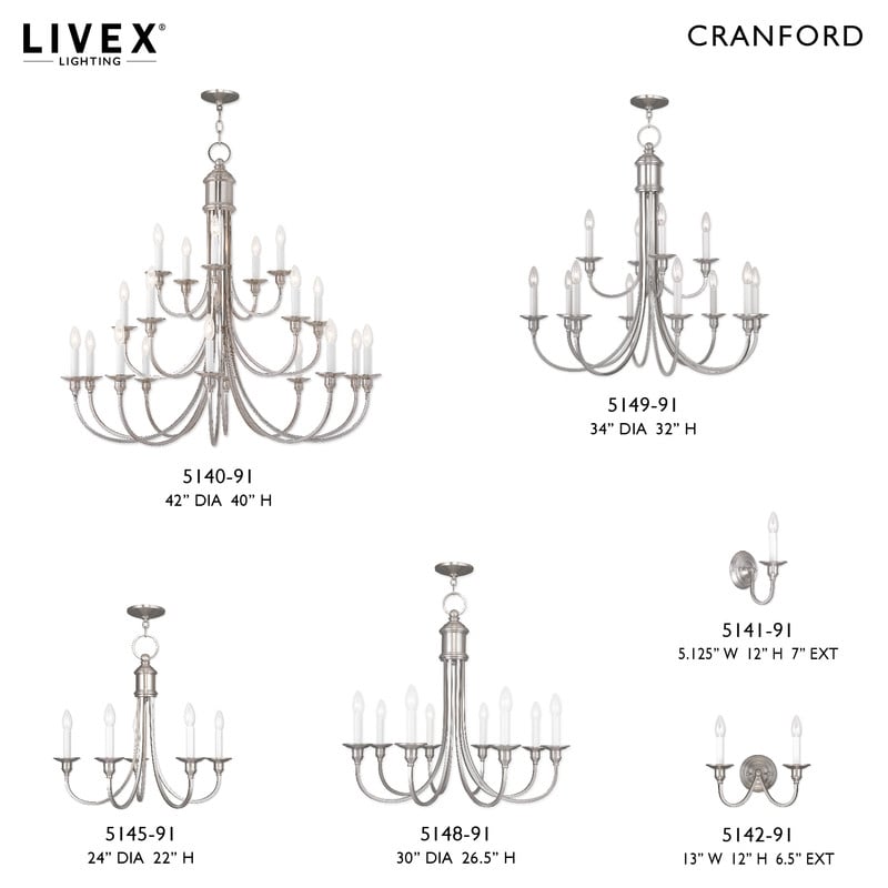 Livex Lighting Cranford Chandelier in Brushed Nickel