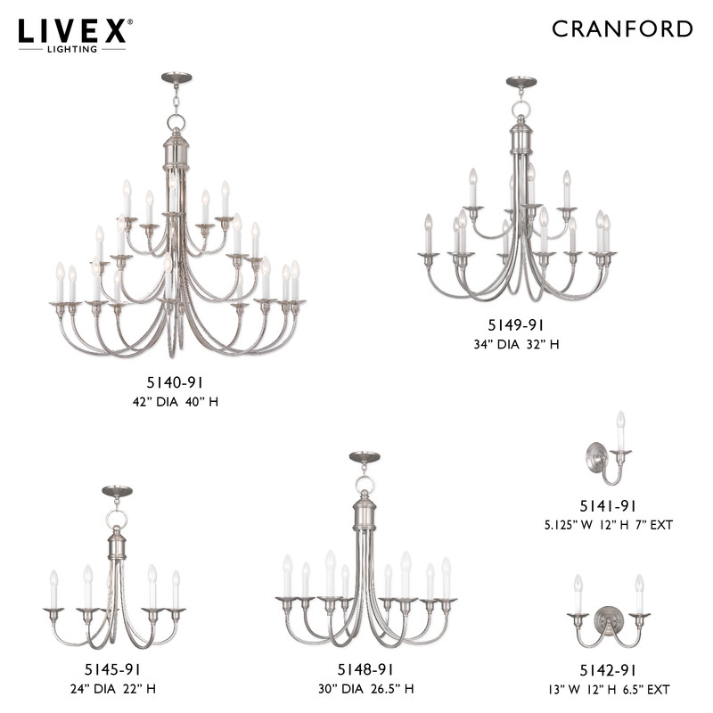 Livex Lighting Cranford Chandelier in Brushed Nickel