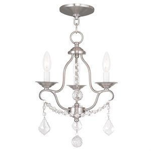 Livex Lighting Chesterfield Mini Chandelier in Brushed Nickel