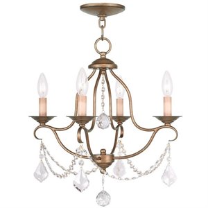 Livex Lighting Chesterfield Mini Chandelier in Antique Gold Leaf
