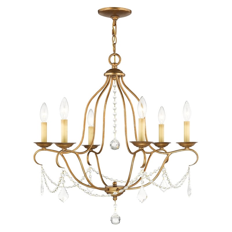 Livex Lighting Chesterfield Chandelier in Antique Gold Leaf