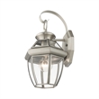 Livex Lighting Monterey 1-Light 60W Brass Outdoor Wall Lantern in Brushed Nickel