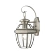Livex Lighting Monterey 1-Light 60W Brass Outdoor Wall Lantern in Brushed Nickel