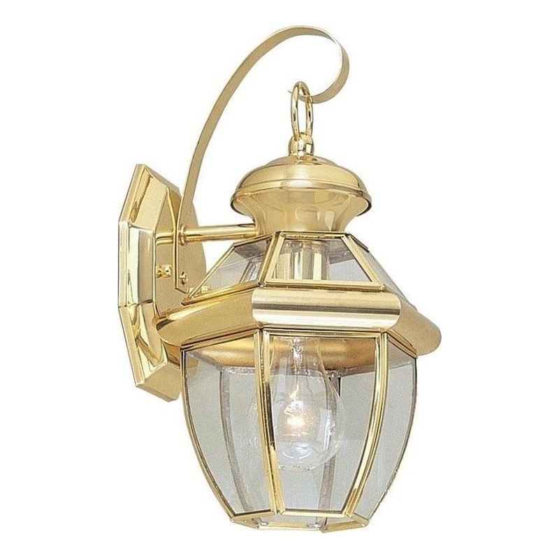 Livex Lighting Monterey 1-Light 60W Brass Outdoor Wall Lantern in Polished Brass