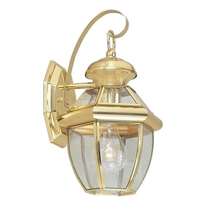 Livex Lighting Monterey 1-Light 60W Brass Outdoor Wall Lantern in Polished Brass