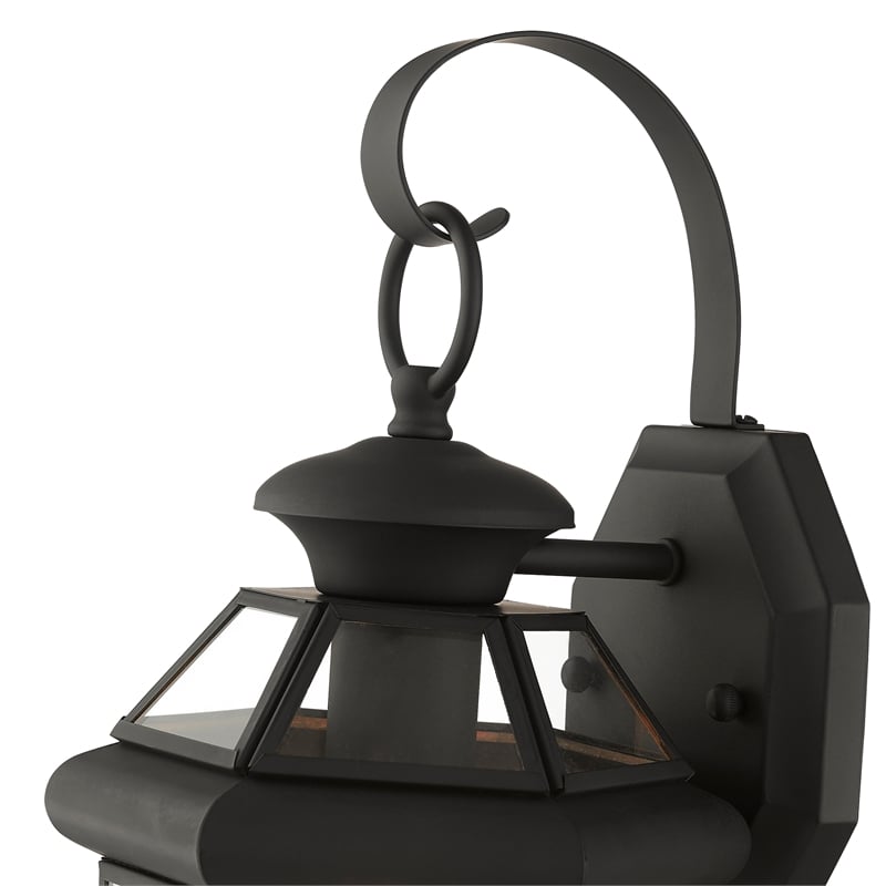 Livex Lighting Monterey 1-Light 60W Brass Outdoor Wall Lantern in Black