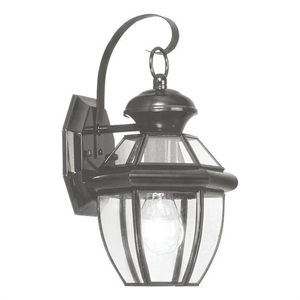 Livex Lighting Monterey 1-Light 60W Brass Outdoor Wall Lantern in Black