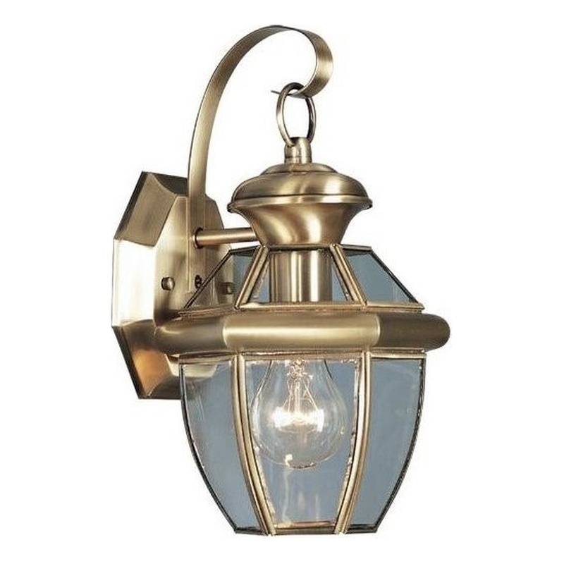 Livex Lighting Monterey 1-Light 60W Brass Outdoor Wall Lantern in Antique Brass