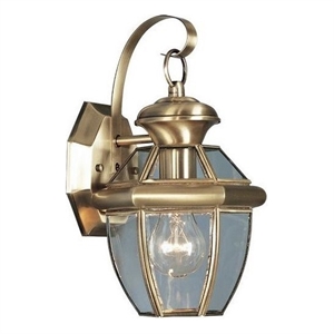 Livex Lighting Monterey 1-Light 60W Brass Outdoor Wall Lantern in Antique Brass