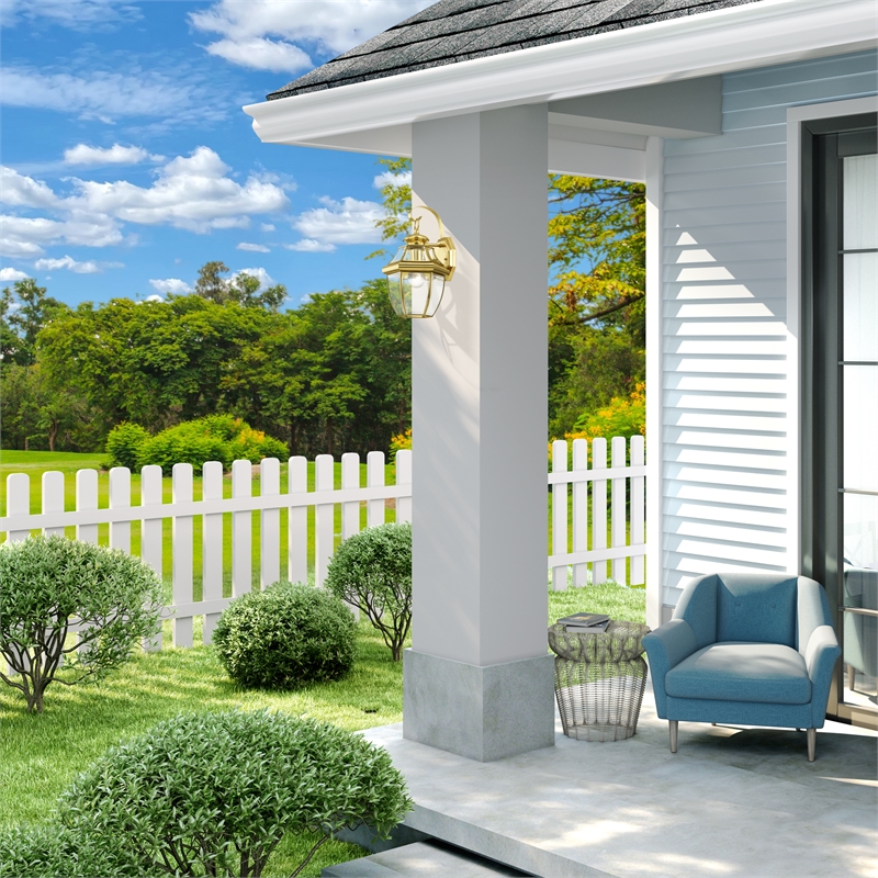 Livex Lighting Monterey 1-Light 100W Brass Outdoor Wall Lantern in Brass