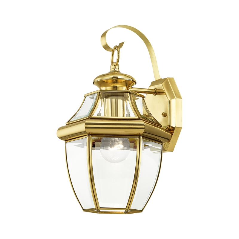 Livex Lighting Monterey 1-Light 100W Brass Outdoor Wall Lantern in Brass