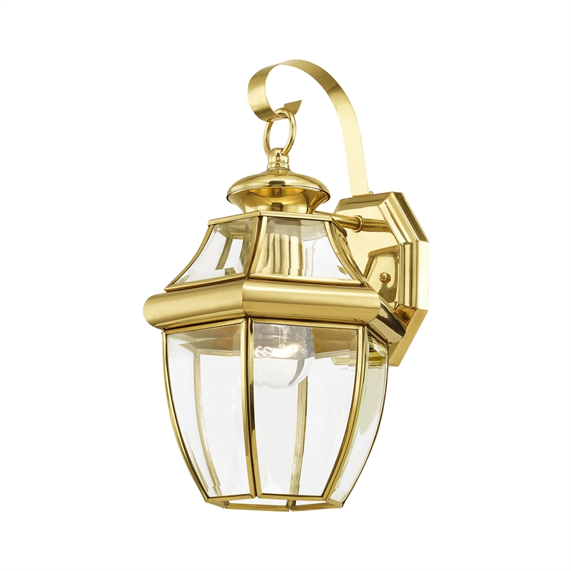 Livex Lighting Monterey 1-Light 100W Brass Outdoor Wall Lantern in Brass