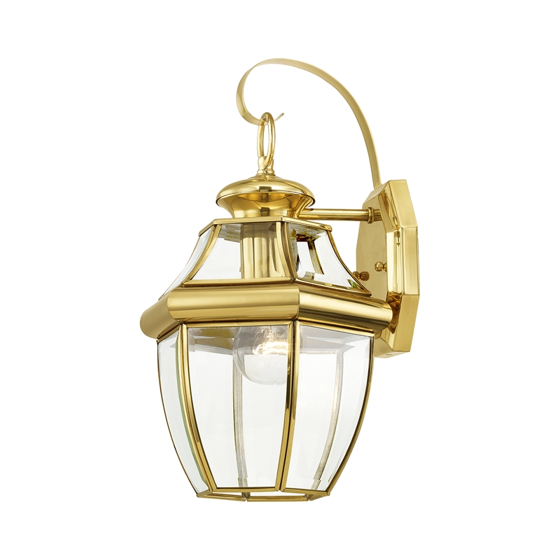 Livex Lighting Monterey 1-Light 100W Brass Outdoor Wall Lantern in Brass
