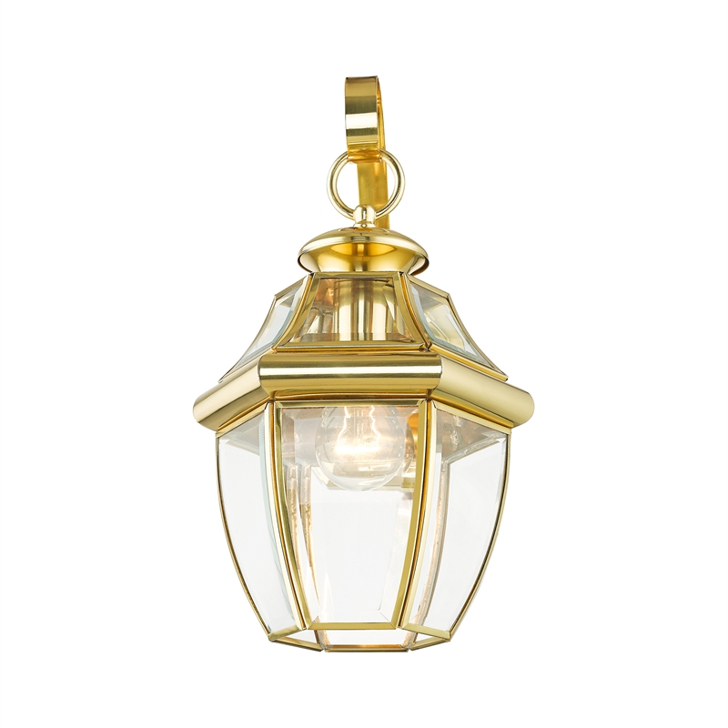 Livex Lighting Monterey 1-Light 100W Brass Outdoor Wall Lantern in Brass