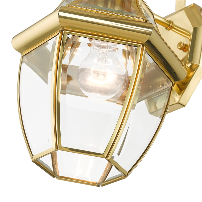 Livex Lighting Monterey 1-Light 100W Brass Outdoor Wall Lantern in Brass
