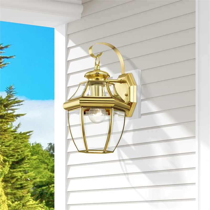 Livex Lighting Monterey 1-Light 100W Brass Outdoor Wall Lantern in Brass
