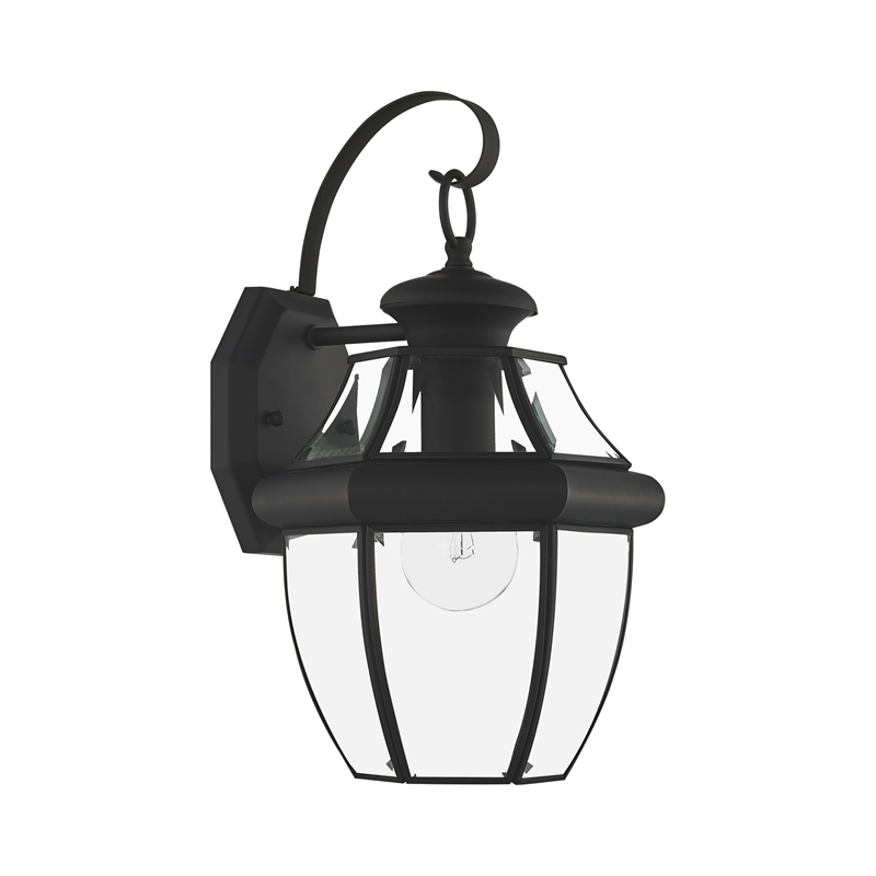 Livex Lighting Monterey 1-Light 100W Brass Outdoor Wall Lantern in Black