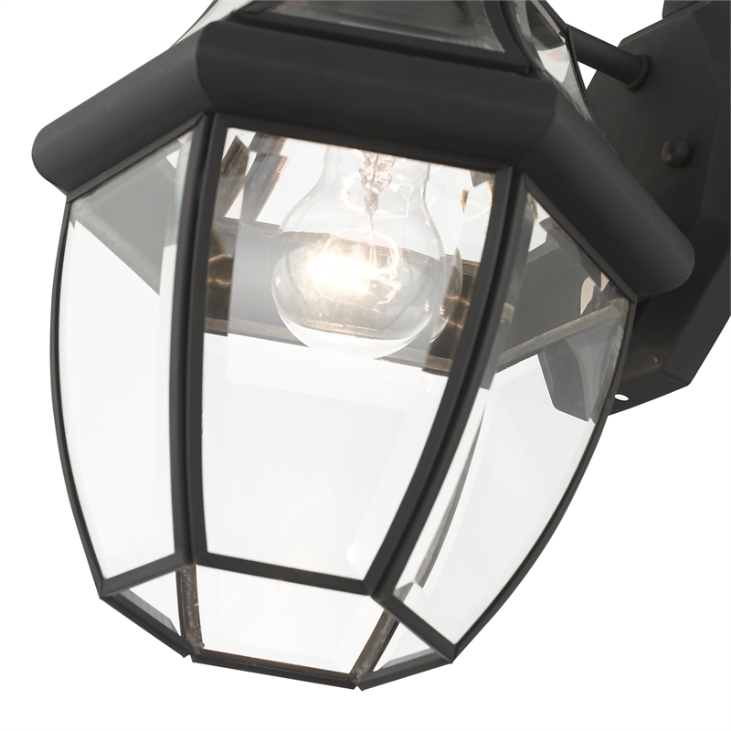 Livex Lighting Monterey 1-Light 100W Brass Outdoor Wall Lantern in Black