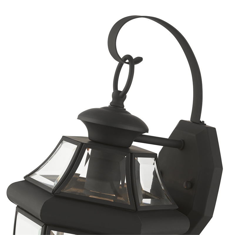 Livex Lighting Monterey 1-Light 100W Brass Outdoor Wall Lantern in Black