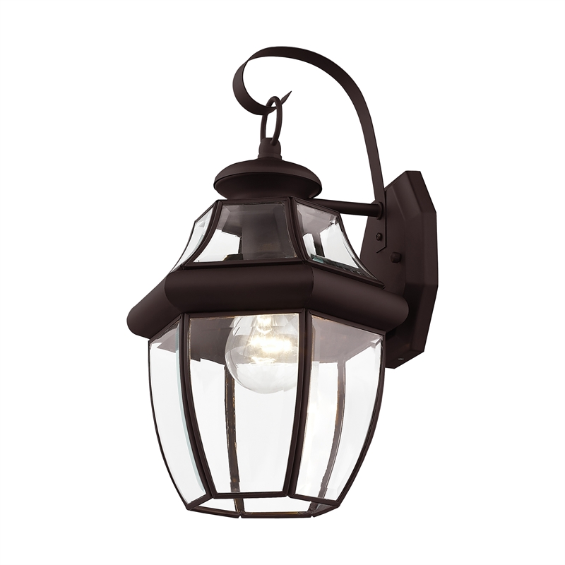 Livex Lighting Monterey 1-Light 100W Brass Outdoor Wall Lantern in Bronze