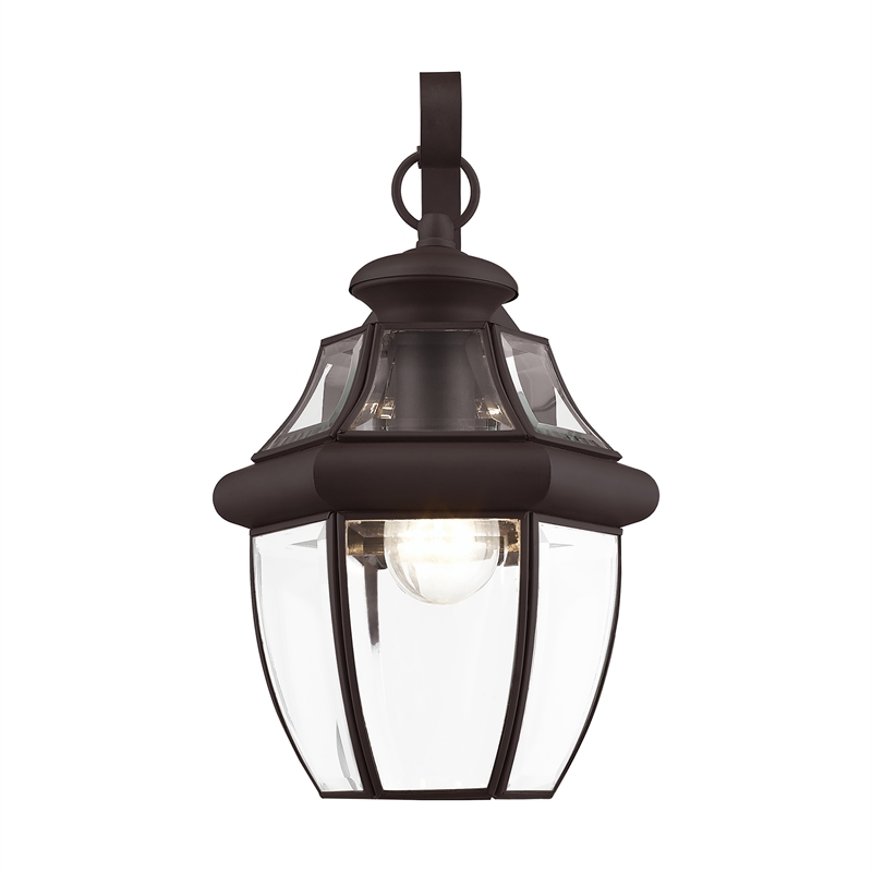 Livex Lighting Monterey 1-Light 100W Brass Outdoor Wall Lantern in Bronze