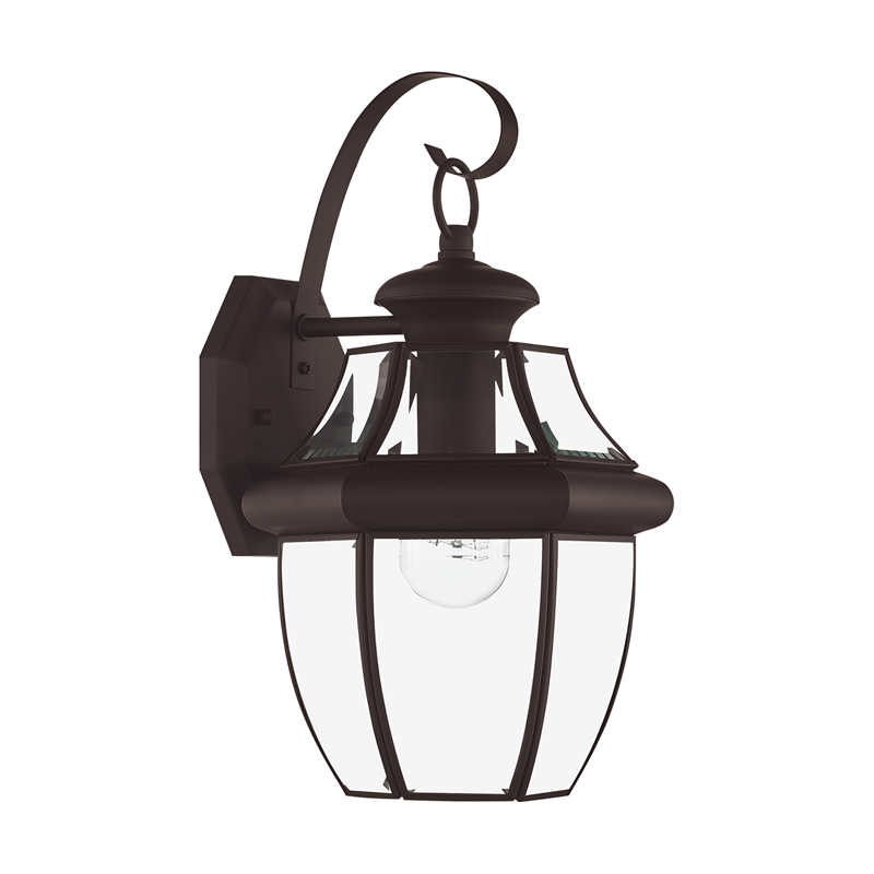 Livex Lighting Monterey 1-Light 100W Brass Outdoor Wall Lantern in Bronze