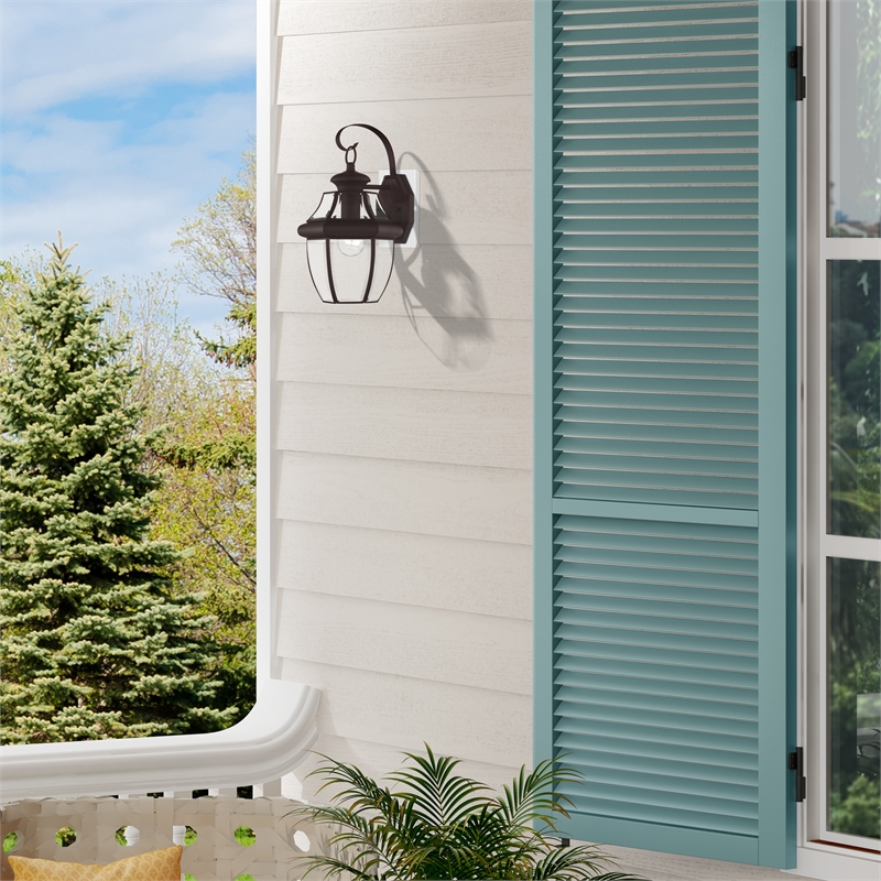 Livex Lighting Monterey 1-Light 100W Brass Outdoor Wall Lantern in Bronze