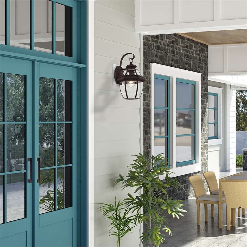 Livex Lighting Monterey 1-Light 100W Brass Outdoor Wall Lantern in Bronze