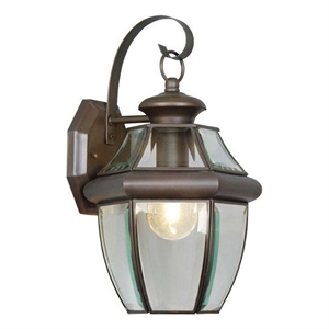 Livex Lighting Monterey 1-Light 100W Brass Outdoor Wall Lantern in Bronze