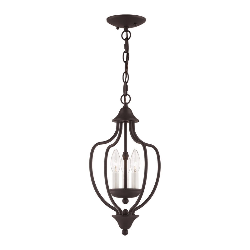 Livex Lighting Home Basics 3 Light Bronze Chain Hang/Ceiling Mount