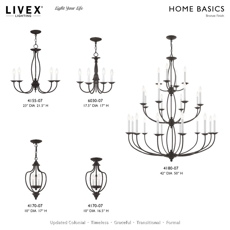 Livex Lighting Home Basics 3 Light Bronze Chain Hang/Ceiling Mount