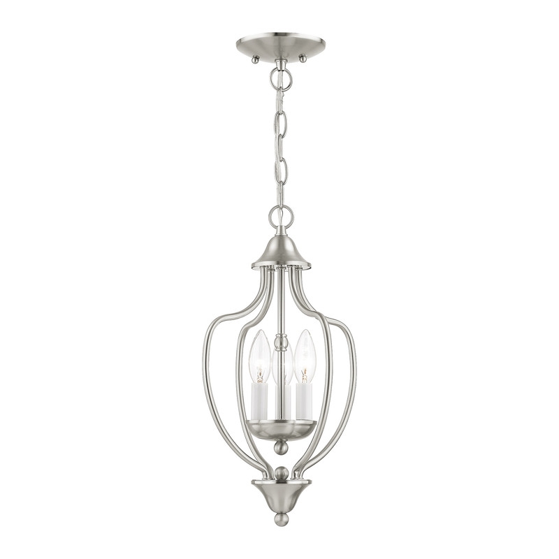 Livex Lighting Home Basics 3 Light Brushed Nickel Chain Hang/Ceiling Mount