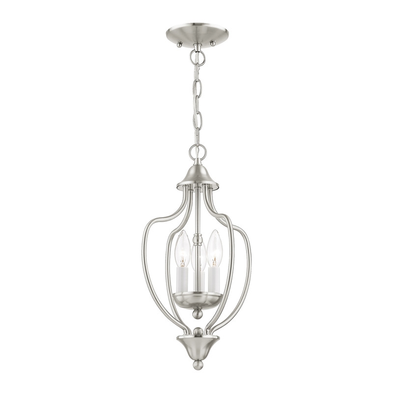 Livex Lighting Home Basics 3 Light Brushed Nickel Chain Hang/Ceiling Mount