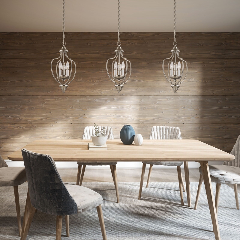 Livex Lighting Home Basics 3 Light Brushed Nickel Chain Hang/Ceiling Mount