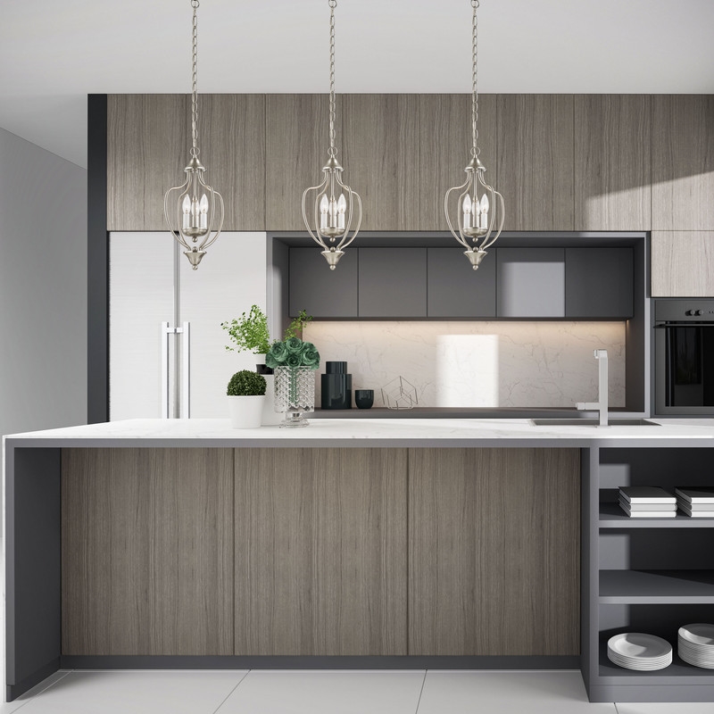 Livex Lighting Home Basics 3 Light Brushed Nickel Chain Hang/Ceiling Mount