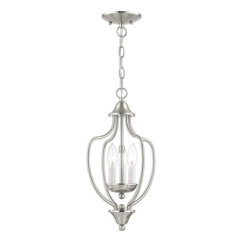 Livex Lighting Home Basics 3 Light Brushed Nickel Chain Hang/Ceiling Mount