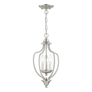 Livex Lighting Home Basics 3 Light Brushed Nickel Chain Hang/Ceiling Mount