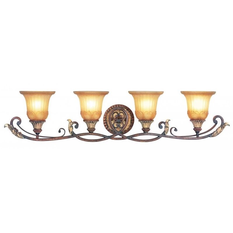 Livex Lighting Villa Verona Bath in Verona Bronze with Aged Gold Leaf Accents