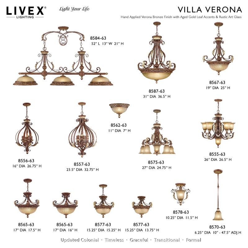 Livex Lighting Villa Verona 6 Light Verona Bronze Foyer