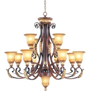 Livex Lighting Villa Verona Chandelier in Verona Bronze with Aged Gold Leaf