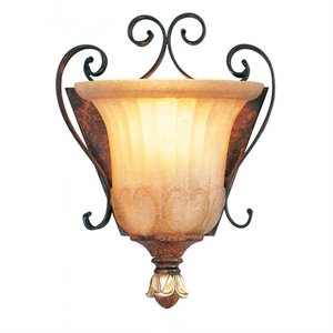 Livex Lighting Villa Verona Wall Sconce in Verona Bronze with Aged Gold Leaf