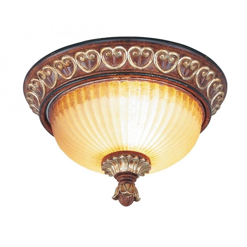 Livex Lighting Villa Verona Ceiling Mount in Verona Bronze with Aged Gold Leaf