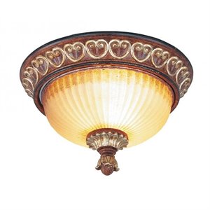 Livex Lighting Villa Verona Ceiling Mount in Verona Bronze with Aged Gold Leaf