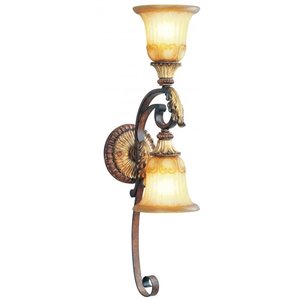 Livex Lighting Villa Verona Wall Sconce in Verona Bronze with Aged Gold Leaf