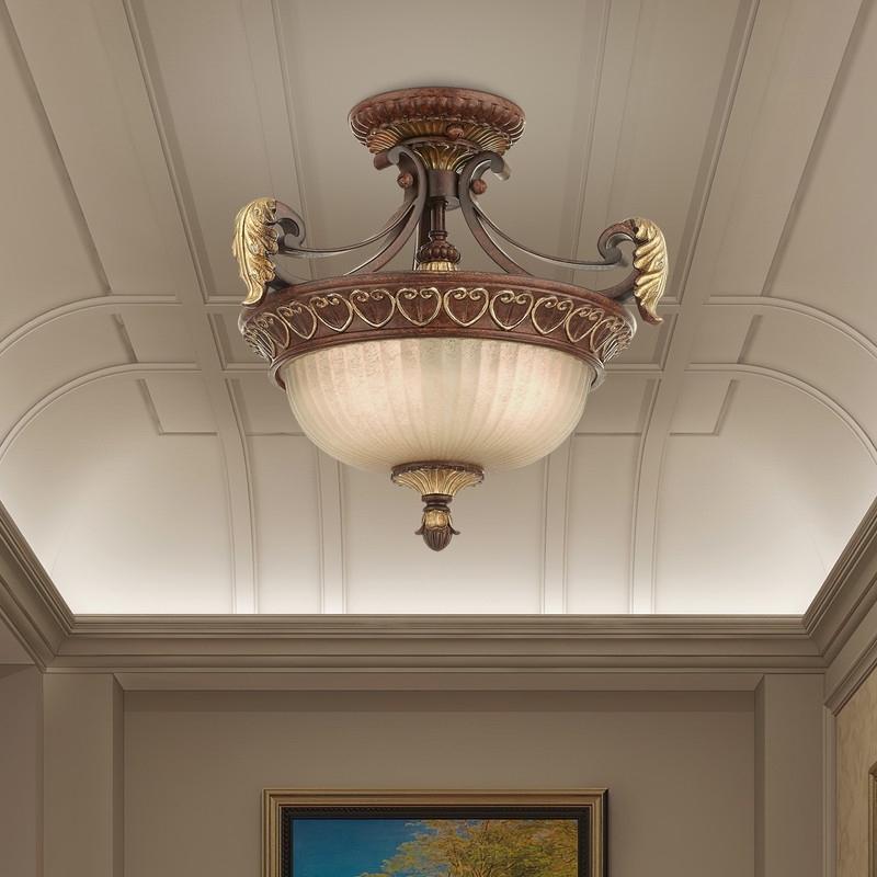Livex Lighting Villa Verona 2 Light Bronze Chain Hang/Ceiling Mount Multi-Color
