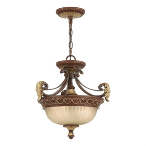 Livex Lighting Villa Verona 2 Light Bronze Chain Hang/Ceiling Mount Multi-Color