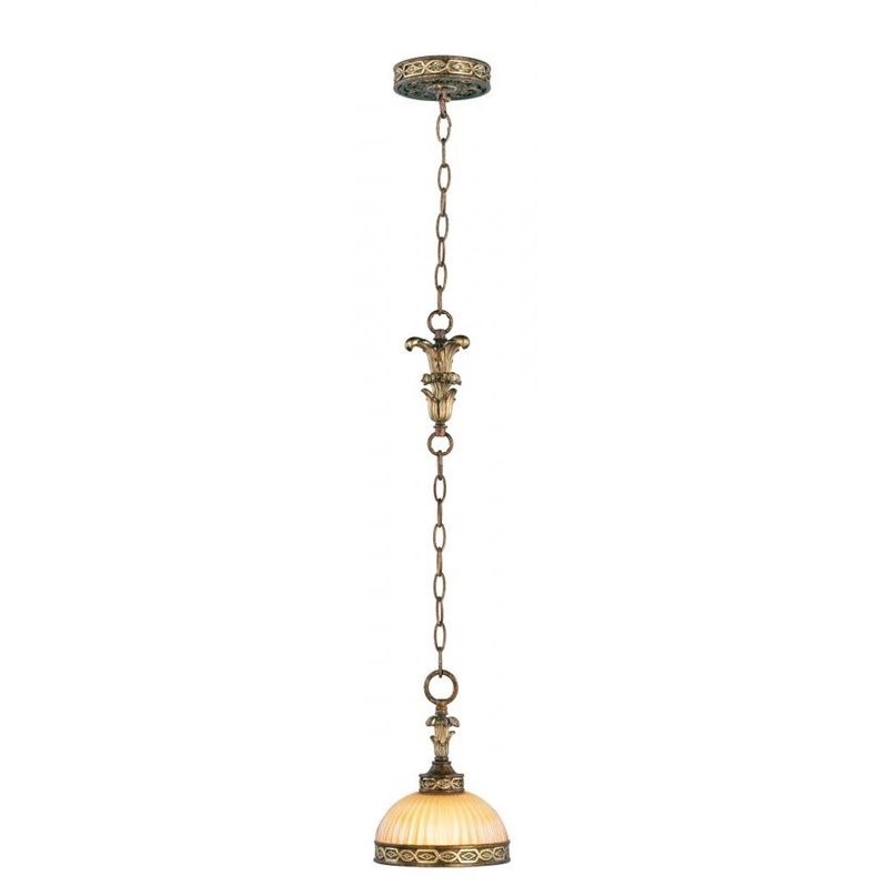 Livex Lighting Seville Mini Pendant in Palacial Bronze with Gilded Accents