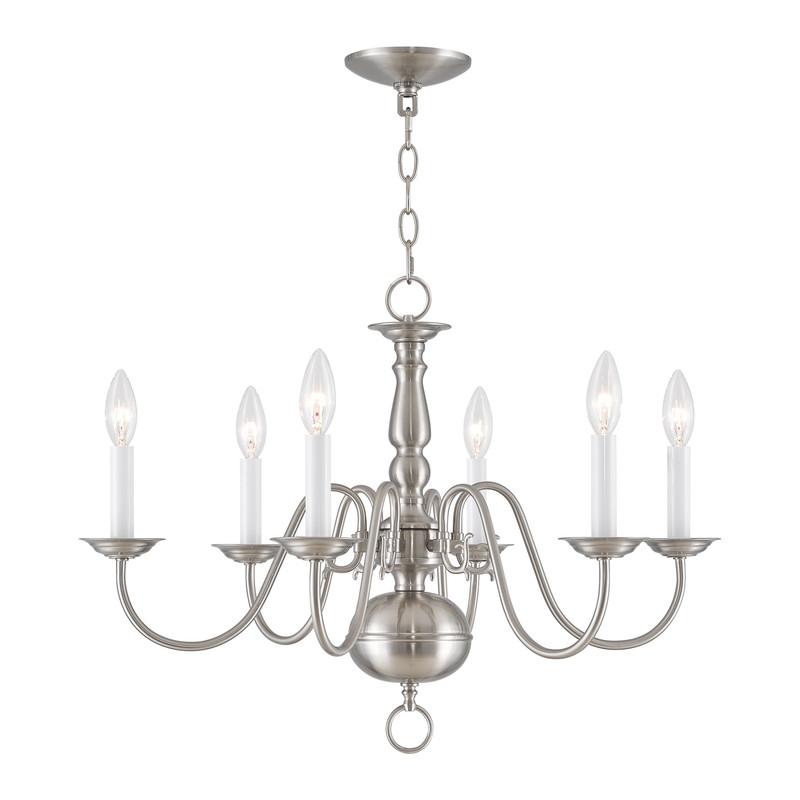 Livex Lighting Williamsburgh 6 Light Brushed Nickel Chandelier