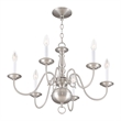 Livex Lighting Williamsburgh 6 Light Brushed Nickel Chandelier