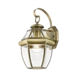 Livex Lighting Monterey 1-Light 100W Brass Outdoor Wall Lantern in Antique Brass